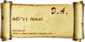 Déri Antal névjegykártya